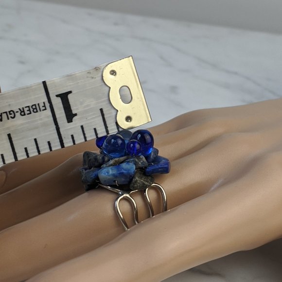 BLUE STONE Nugget Cluster Adjustable Ring - Picture 12 of 12